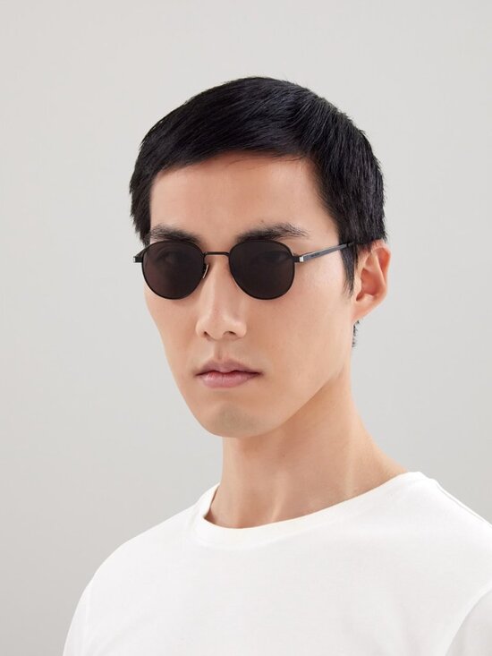 Saint Laurent SL555 003 Round Sunglasses - Gold / Brown main image 5